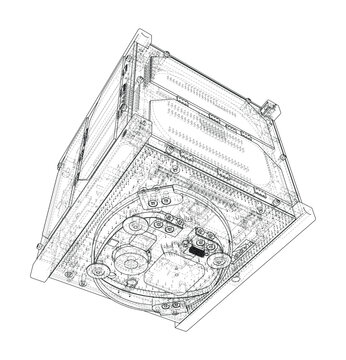 technical blueprint of a machine component. Vector