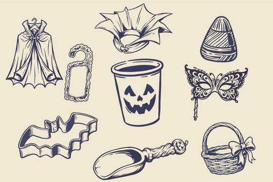 Halloween Trick or Treat Costume Props Candy Buckets and Masks Set