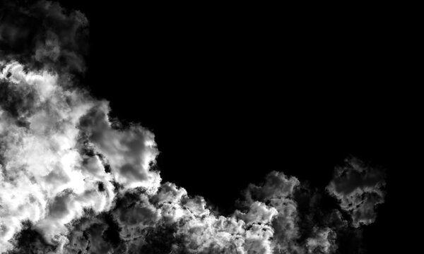 Dramatic swirling fog effect wispy clouds grayscale atmospheric isolated on transparent background