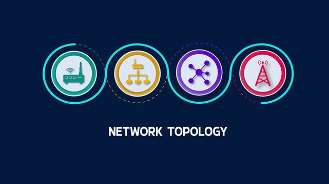 Network topology structure diagram concept, interconnected node infrastructure visual display, digital data communication architecture infographic background.