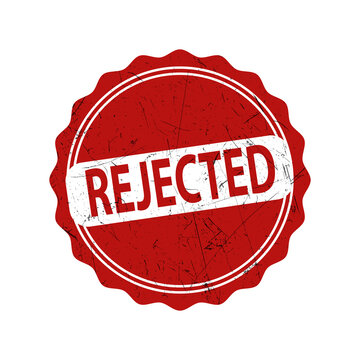 Red grunge rubber stamp with the word rejected isolated on transparent background