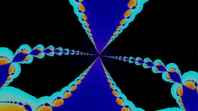 Abstract Julia with Retro Dithering in Orange and Blue Loop