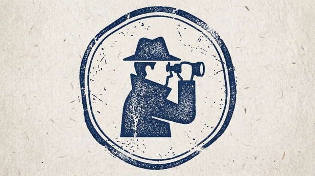 Vintage Detective Icon with Binoculars Secret Agent Symbol Retro Spy Emblem Mystery and Espionage Concept