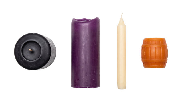 assorted wax candles collection isolated on transparent background png