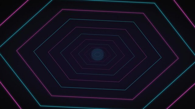 Neon Grid Tunnel VJ Loop Visualizer Futuristic Black Background