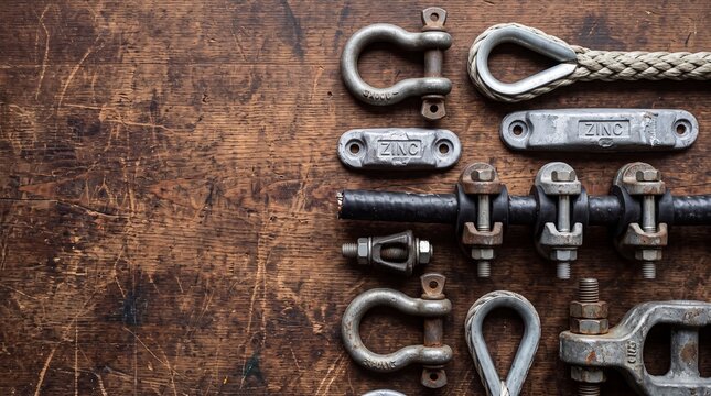 Flat Lay Of Subsea Mooring And Power Cable Hardware Components