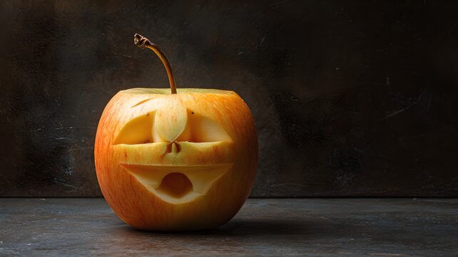 halloween jack o lantern apple isolated on colorful background asthetic picture jpg isolated 