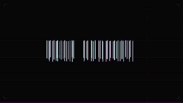 Abstract Digital Barcode Animation with Glitch Effect on Black Background