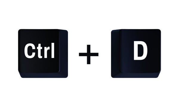 3D Ctrl D keyboard shortcut keys representing duplicate command, computer editing workflow symbol isolated on transparent background for software tutorials
