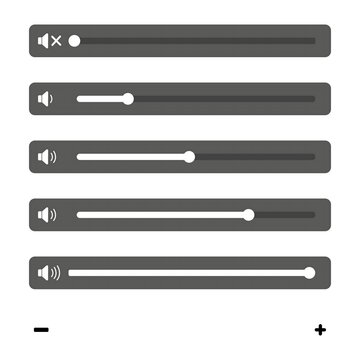 audio volume slider bars and control interface elements icon set