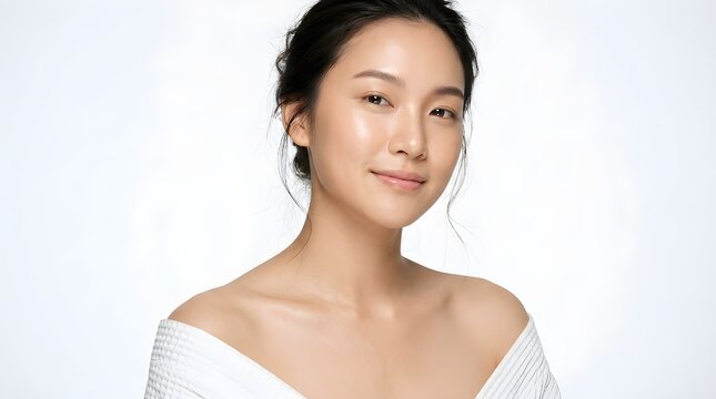 Beautiful asian woman with clean flawless skin beauty portrait