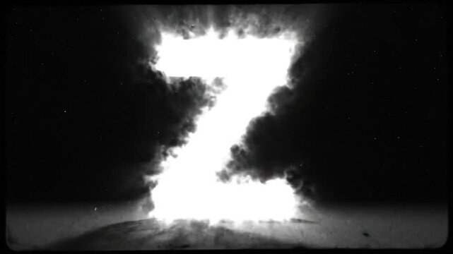 Abstract graphic representation of the letter Z glowing and emerging in a dark space, symbolizing concepts of mystery or power.