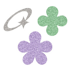Cute glitter flowers and saturn star graphic elements set isolated © ABDUL HALIM SOJIB