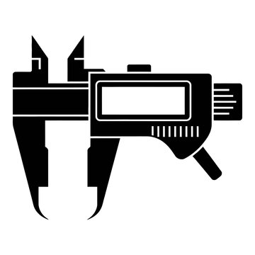 Digital caliper measuring tool presented as a black silhouette