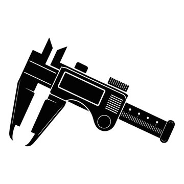 Digital caliper measuring tool presented as a black silhouette
