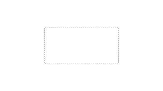 Dotted line rectangle frame animation Animation of a dotted line path from left to right point. border frame dotted line animation abstract motion graphic overlay video, 4k quality animation video.