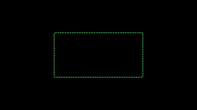 Dotted line rectangle frame animation Animation of a dotted line path from left to right point. border frame dotted line animation abstract motion graphic overlay video, 4k quality animation video.