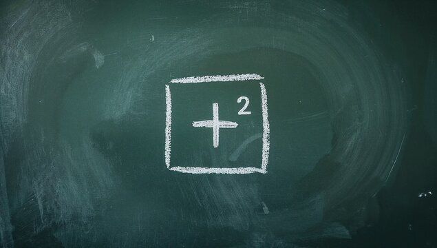 A simple chalk drawing of a plus sign on a blackboard
