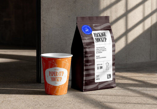 Coffee Cup & Bag Mockup