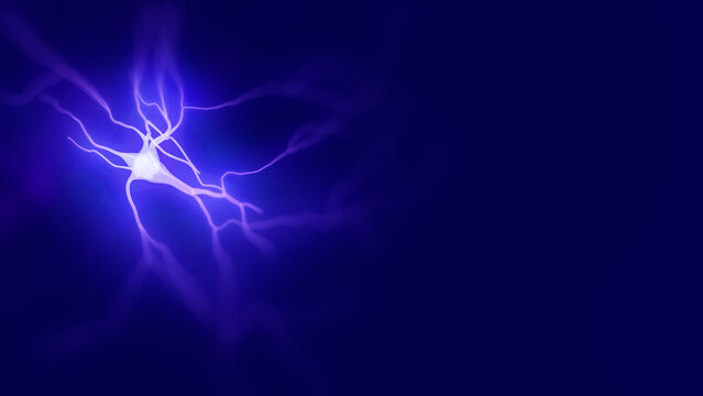 Neuron nerve cell sending electrical signals in brain