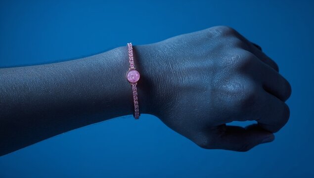 Woman's arm featuring a pink bracelet, likely for a casual or formal occasion