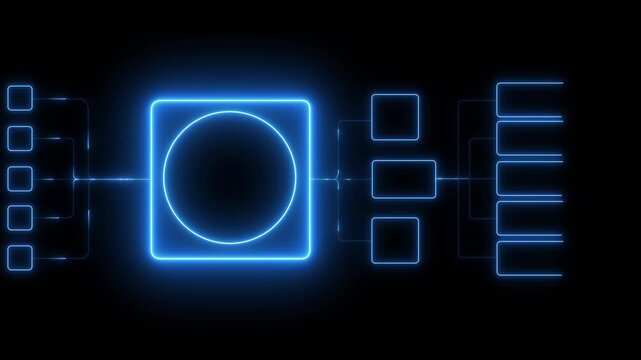 AI Assistant Brain Processor with toolbox Technology, Big Data, Machine Learning, Business Support, Future Agentic AI Technology and Artificial Intelligence Prompt Engineering. neon line animation.