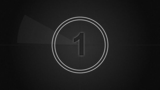 Sequential countdown timer with glowing numbers in dark cinematic background for event opening