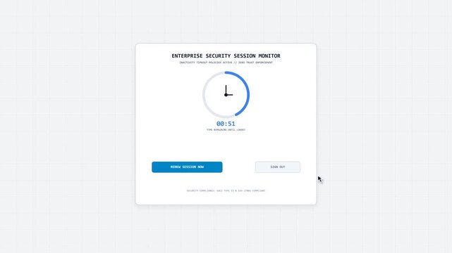 Security Session Timeout Warning and Renewal UI Animation Video
