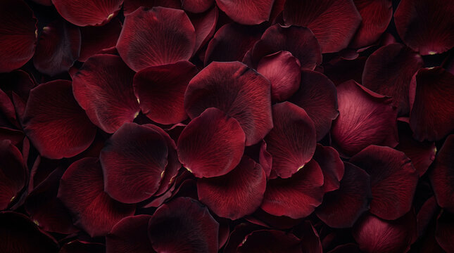 deep red and dark burgundy rose petals texture backgrounds made of numerous deep red and burgundy rose petals, creating luxurious elegant backdrop for romantic designs for banner social media cover