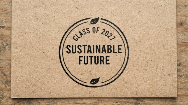 Sustainable Future Stamp with Class of 2027 Text. Circular Emblem Design, Eco-Friendly Concept, Graduation Year Symbol