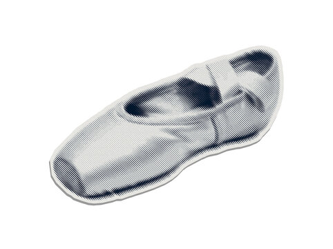 Ballet shoe PNG sticker with halftone pattern and rough cut paper border