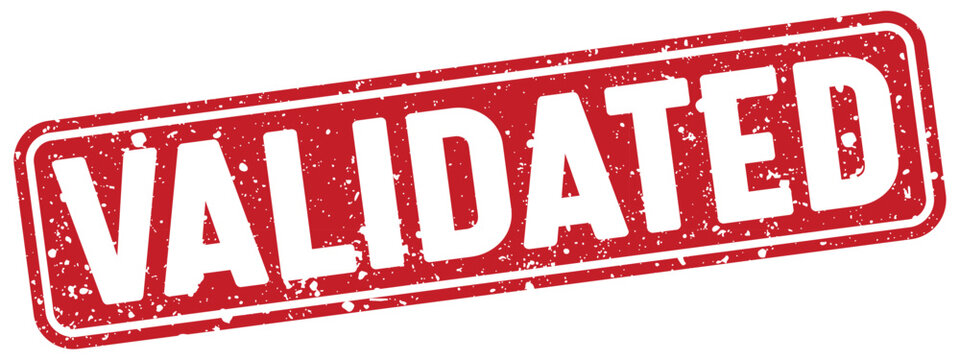 validated stamp. validated red rectangular grunge stamp on transparent background