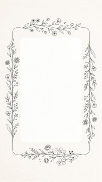 Illustrated Floral Frame Isolated