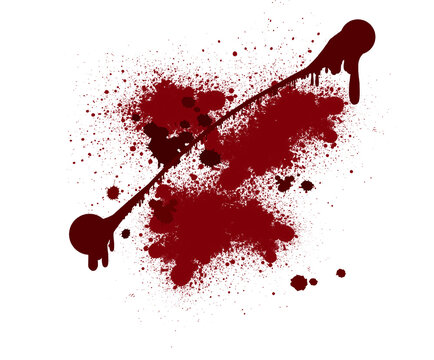 Halloween blood splatter overlay isolated on transparent background, red horror stain splash texture for spooky design	