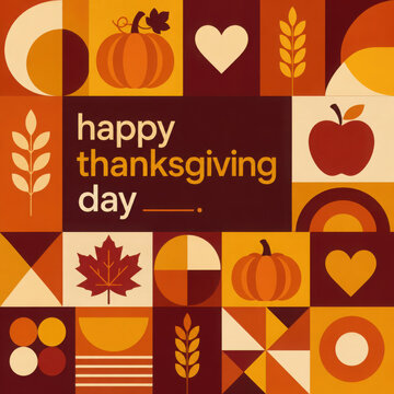 Happy Thanksgiving Day. Holiday concept. Template for background, banner, card, poster with text inscription. Vector EPS10 illustration.