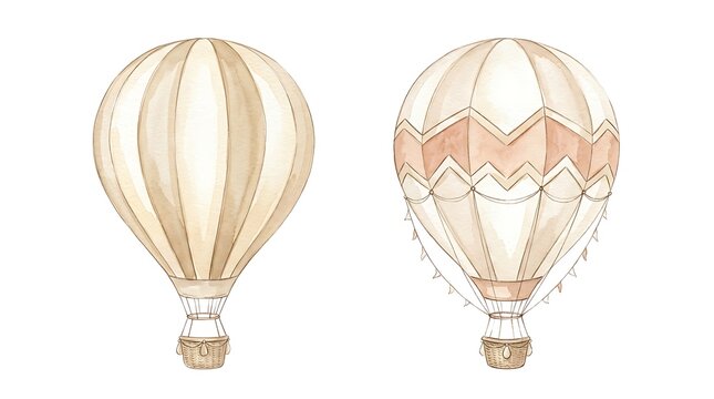 Balloons rendered in soft tones against a plain white backdrop.