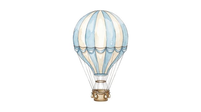 Hot air balloon floats against a white background.