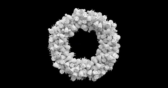 White 3D Electric Plugs Ring Loop 4K Alpha
