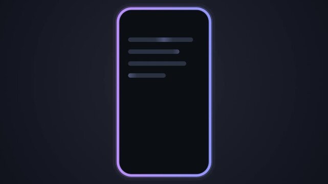 Phone screen edge glowing with rotating gradient light and shimmering placeholders, AI glow animation