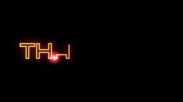 neon thank you text animation with glowing red light tracing letters on black background