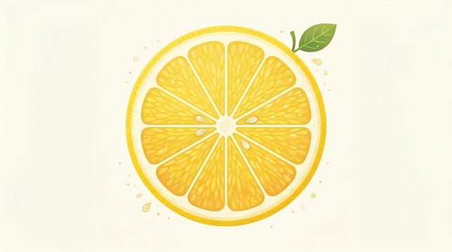 Minimalist fresh citrus lemon slice graphic symbol highlighting detailed juicy pulp texture structure and rind ideal for vegan beverage recipes healthy nutrition and summer branding design lemon