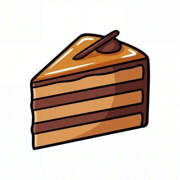 Cartoon Style Hungarian Dobos Torte Macro Close-up on Wooden Table
