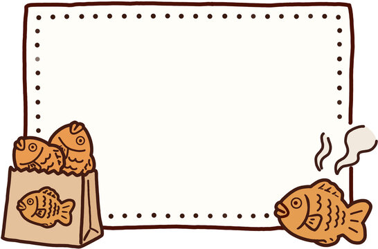 Cute cartoon Korean bungeoppang fish pastry memo note frame border clipart