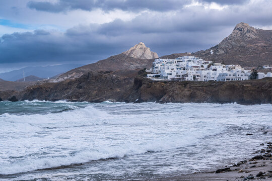 Grotta, Naxos, Greece during storm