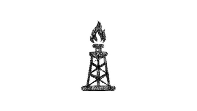 Sketch gas flare icon animation - smooth progressive reveal