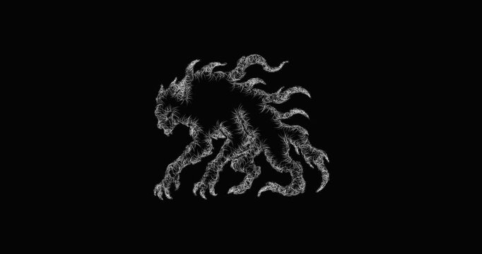 Sketch shadow beast icon animation - smooth progressive reveal