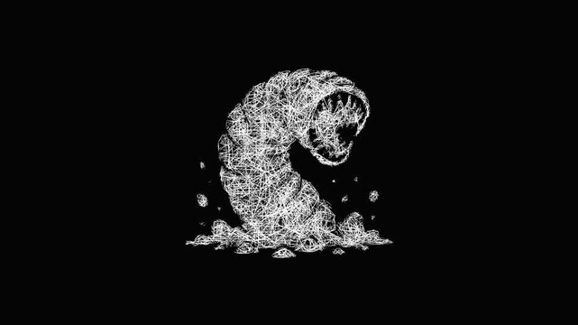 Sketch underground worm icon animation - smooth progressive reveal