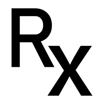 Black rx symbol icon representing a medical prescription sign for pharmacies and healthcare