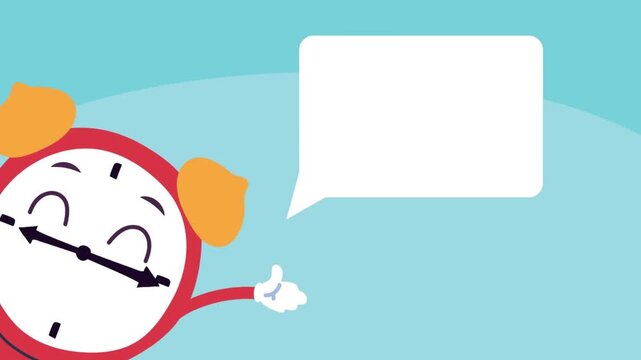Cute Alarm Clock Character with Blank Speech Bubble for Message Concept