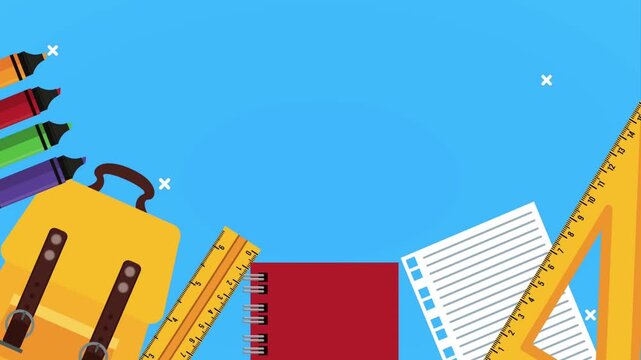 School Supplies and Stationery Frame Concept with Copy Space Background
